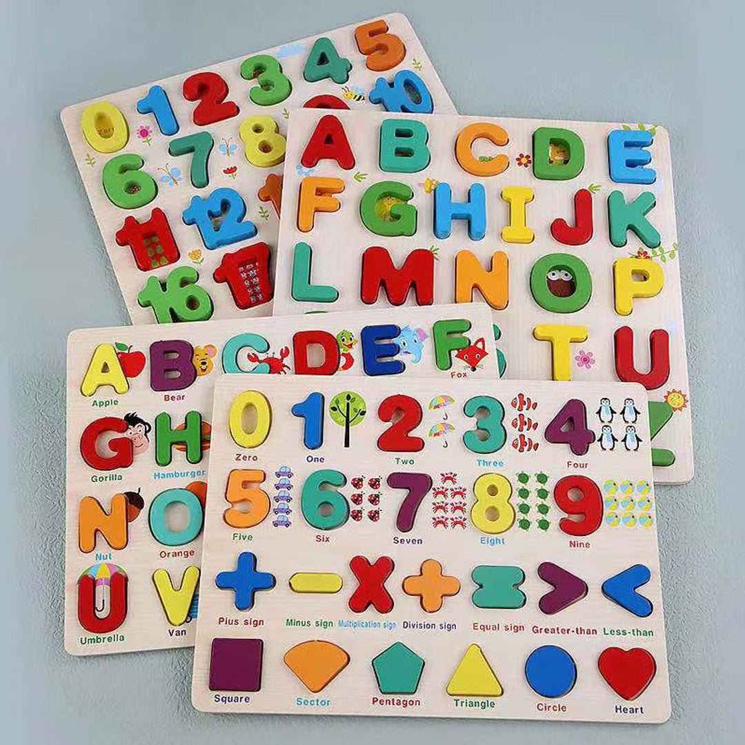 Pre-Schoolers Wooden Alphabets Numbers & Urdu Letters
