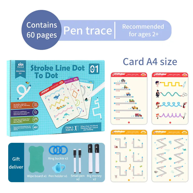 Reusable Educational Tracing Work Book For Kids